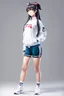 Placeholder: a cute full body shot of anime adult lady wearing sport clothes standing