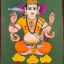 Placeholder: cow with hands and wings holding a lotus and sword in Indian painting style