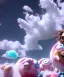 Placeholder: Ultra realistic clouds sky scene, wide angle, sweet childs falling down, inflatable color clothing, free jumping flying, many trinkets, monster hair, hair monster, many jelly beans, balls, smile, happy, circus style, extreme, wind, clouds sea, 20,000 feet altitude, stratosphere, soft color, highly detailed, unreal engine 5, ray tracing, RTX, lumen lighting, ultra detail, volumetric lighting, 3d, finely drawn, high definition, high resolution.