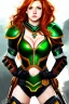 Placeholder: concept illustration, hyper detailed, strikingly beautiful teen female, 16 years old, long ginger hair, green eyes, medium freckles, full lips, full body, full face, b-cup breasts, athletic, centred camera, ignore NSFW, leather armor, athletic, sitting, legs spread