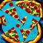 Placeholder: Portrait of pizza seen from top by van gogh, dark cyan