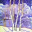 Placeholder: painting of birch tree in snow by van gogh pink sky