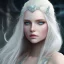 Placeholder: ice queen blue eyes long blond hair smiling face in elden ring realistic