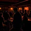 Placeholder: a single figure in a crowded bar at night, dark colors