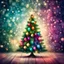 Placeholder: Hyper Realistic colourful Christmas tree background with grunge bokeh background