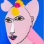 Placeholder: Retrato de una abuela muy guapa llamada Margarita Arnau montando un unicornio rosa con el estilo de Pablo Picasso