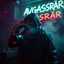 Placeholder: A exhaust pipe performing at dance club, his name is "exhaust pipe" and looks crazy, looks very aggressive look, Neon lights and smog, "AVGASRÖR" SIGN ON WALL
