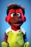 Placeholder: Waist up muppet Portrait, Nicolas maduro us muppet doll, Venezuelan president, tracksuit red blue and yellow, mustache, photo studio, red background, unreal engine 5, concept art, art station, ray tracing, lumen lighting, ultra detail, volumetric lighting, 3d.