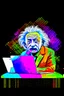 Placeholder: albert einstein in with laptop vivid colors