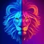 Placeholder: A beautiful portrait of a cyborg lion blue neon color scheme, high key lighting, volumetric light high details psychedelic background