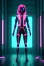 Placeholder: Waist up shot photo, thriller style, Asian cyborg woman :: symmetry photography, cyberpunk, pink hair, makeup, long line eye, light iris, :: latex coat, wires and circuits, pink, white, black :: cinematic, Ultra realistic, dark scene, soft color, highly detailed, unreal engine 5, RTX, ultra detail, 3d, finely drawn, high definition.