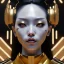 Placeholder: Cyber geisha, Woman, black hair, white skin, velvet dress, gold pattern dress, cyberpunk, purpurin, highly detailed, art stations, concept art, smooth, unreal engine 5, god rays, ray tracing, RTX, lumen lighting, ultra detail, volumetric lighting, 3d, finely drawn, high definition, high resolution, gradient background