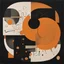 Placeholder: The curse of adverse suggestion, abstract surrealism, by Victor Pasmore and Tracey Adams, mind-bending illustration; maximalism, album cover art, asymmetric, Braille code textures, disintegrating orange shapes on black background