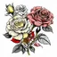 Placeholder: Coloring book, Flowers, roses,clear,no background.