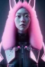 Placeholder: Portrait, Front image, cyberpunk Asian woman with rabbit mask, black pink color, latex dress, highly detailed, concept art, smooth, unreal engine 5, god rays, ray tracing, RTX, lumen lighting, ultra detail, volumetric lighting, 3d, finely drawn, high definition, high resolution.