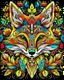 Placeholder: colourful fox ANIMAL Book cover for Adults, mandala, flower,