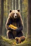 Placeholder: Bear eating honig and is in a wald