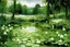 Placeholder: A spring green wetland with lilies designed in Mehndi design painted by Gustave Courbet