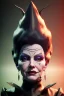 Placeholder: Mae West as evil queen in black leather, leather, busty, cleavage, angry, stern look. character design by cory loftis, fenghua zhong, ryohei hase, ismail inceoglu and ruan jia. unreal engine 5, artistic lighting, highly detailed, photorealistic, fantasy