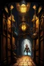 Placeholder: A steampunk dungeon hallway with a knight clockwork robot rpg cover art