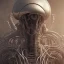 Placeholder: old alien, hr giger, scary, steam punk, realistic, made in octane, cinematic, ultra-realistic, extremely detailed octane rendering, 8K, VRAY Super Real ar 2:3, dof photorealistic futuristic 50mm lens hard lighting dark gray tintype photograph, realistic lighting, sepia color