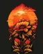 Placeholder: retro sunset flower for T-Shirt design