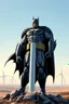 Placeholder: dc comics cover, giant batman holding an entire wind turbine, in the distance, wide view, wind farm in the background, very high quality, highly detailed, 4k