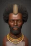 Placeholder: african head portrait, warrior costume, village, meditation, woods, galaxy sky, 8k quality