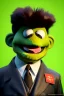 Placeholder: Waist up muppet Portrait, Kim Jong-un as muppet doll, black suit, photo studio, red background, unreal engine 5, concept art, art station, god lights, ray tracing, RTX, lumen lighting, ultra detail, volumetric lighting, 3d.