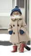 Placeholder: Cat wearing winter coat and boots and hat