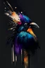 Placeholder: abstract painting, watercolor, full color, black background, 8k resolution, splashed, varied brushstrokes, bird head