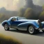 Placeholder: hyperrealism Drawing of '1936 Bugatti Type 57SC Atlantic' three quarter frontal aerial view, by gaston bussiere, greg rutkowski, yoji shinkawa, yoshitaka amano, tsutomu nihei, donato giancola, tim hildebrandt,oil on canvas, cinematic composition,Sharp detail,extreme detail,fit full head inside picture,16k