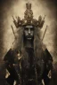 Placeholder: Realistic anime black metal corpsepaint god with golden crown