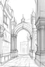 Placeholder: The drawing style needs to be more lively and realistic. Also, I didn't see a banner hanging from the archway