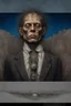Placeholder: The face of a man with hairy curly head a thin line draw ، front view camera, decayed and rotting with grotesque proportions and imagery. surreal horror, biomechanical design, by hr giger and beksinski , fine lines draw