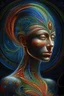 Placeholder: Within the depths of her gaze, behold the radiant souls dancing within. A luminous spiral of ink gracefully adorns her spine, she strides with an aura of goodness. Her essence resonates with the purest light, embodying the soul of the brighter side. digital painting, elegant, extremely detailed, intricate, portrait, beautiful, dynamic lighting, Alex Grey, 128k UHD, 3D