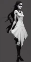 Placeholder: black and white young woman old dress tentacles for legs wides played eyes