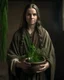 Placeholder: Kind-faced female healer with long braided brown hair and warm green eyes. Simple practical robes in earth tones. Carries herbalist satchel with plants. Gentle expression, compassionate demeanor. Medieval fantasy setting, soft natural lighting.