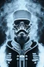 Placeholder: All black German soldier, head made out of white smoke, dark, rage, sorrow, high definition, ultra 8 k, volumetric lighting, blue fire, fog