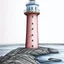 Placeholder: A colored pencil drawing of the granite lighthouse Lista Lighthouse in Norway