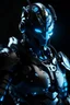 Placeholder: Dark Cyborg knight in medieval style armor glowing blue eyes