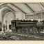 Placeholder: steam locomotive with carriages in a railways station medieval print