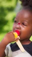 Placeholder: Black child enjoying popsicle