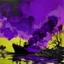 Placeholder: A purple Japanese empire with a toxic river and noxious smoke painted by Andy Warhol