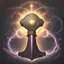 Placeholder: a mystic hammer with a glowing halo, no being