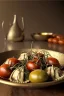 Placeholder: Ravioli dish by renaissance style still life oil painting with natural tomato, albahaca, olives, olive oil. moisture, art, natural, ornaments, marble, gold, high kitchen, smooth, gradient color background, unreal engine 5, ray tracing, RTX, lumen lighting, ultra detail, volumetric lighting, 3d.