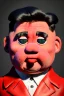 Placeholder: Waist up muppet Portrait, Kim Jong-un muppet doll, black suit, photo studio, red background, unreal engine 5, concept art, art station, ray tracing, lumen lighting, ultra detail, volumetric lighting, 3d.