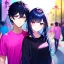 Placeholder: 8k, Girl, high quality, detailed, dark blue hair, fuchsia eyes, beautiful lighting, vibrant colors, casual clothes