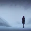 Placeholder: lost, feeling, person, two-legged, winter landscape, ice field, crystals, surreal, dreamlike, foggy