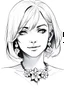 Placeholder: Draw a pencil sketch with white background of the face of a beautiful lady having white hair on her shoulders and wearing and flower necklace and flower earings